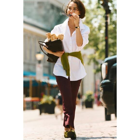 THE SHIRT BY ROCHELLE BEHRENS White Poplin Boyfriend Shirt Size M NWT - Picture 7 of 8